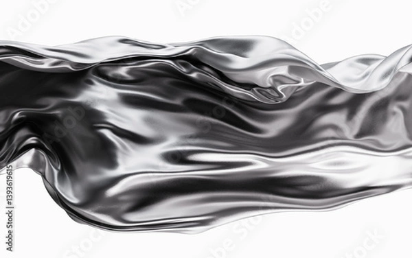 Obraz Flowing silver wave cloth background, 3d rendering.