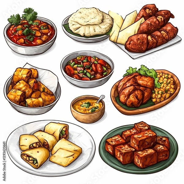 Obraz Delicious Indian and Pakistani Vegetarian Appetizers: Samosas, Pakoras, and More