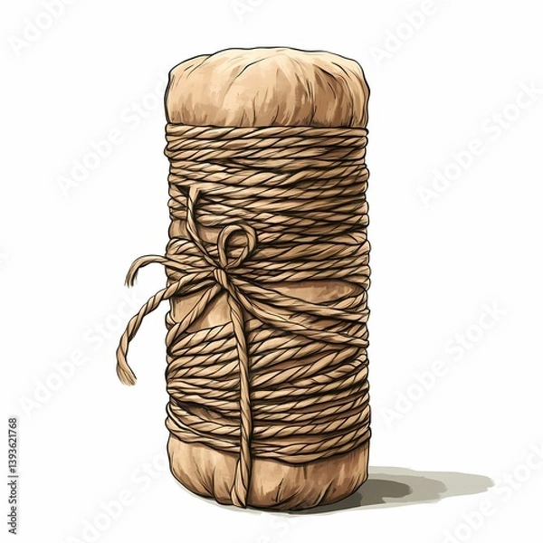 Obraz Organic Twine Bundle for Crafting and Gift-Wrapping: Natural Fiber Rope with Vintage Textures 
