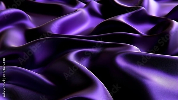 Fototapeta Textured, flowing purple fabric creating soft waves and shadows under diffused light with a rich, luxurious appearance