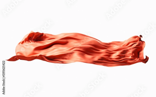 Fototapeta Flowing red wave cloth background, 3d rendering.