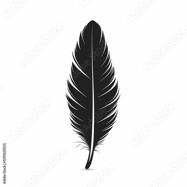 Fototapeta Black Feather Vector Illustration - Nature-Inspired Design Elements for Elegant Silhouette Symbolism