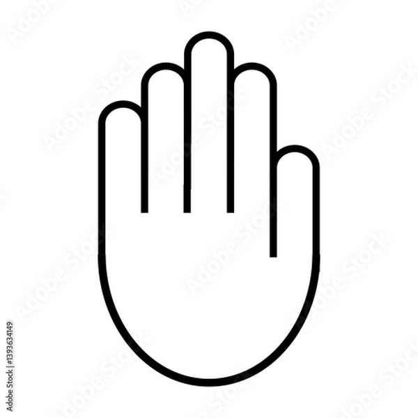 Obraz Hand Stop Gesture  Vector Line Icon Design