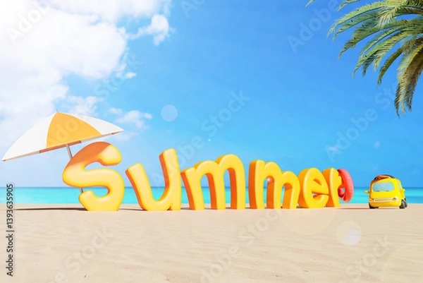 Fototapeta 夏休みのレジャー。ＣＧ画像でＡＩ画像ではありません。　leisure in summer vacation.  This is a CG image, not an AI image.	
