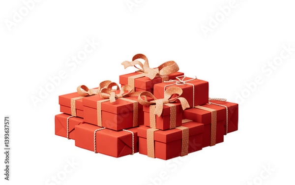 Fototapeta Stack of cartoon style gift boxes, 3d rendering.