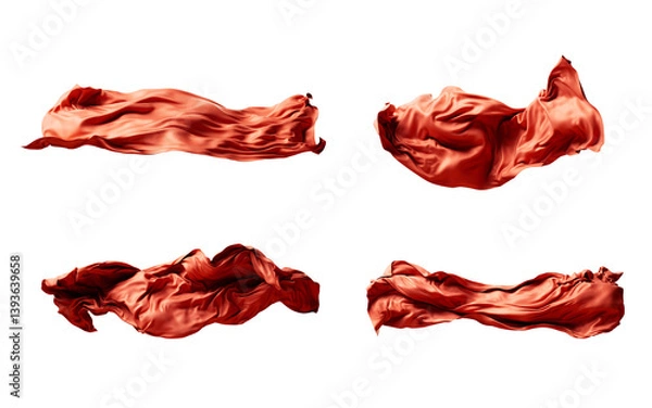 Obraz Isolated flowing red wave cloth, 3d rendering.