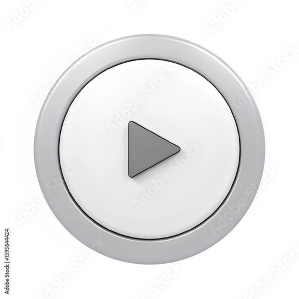 Fototapeta White play button icon on transparent background