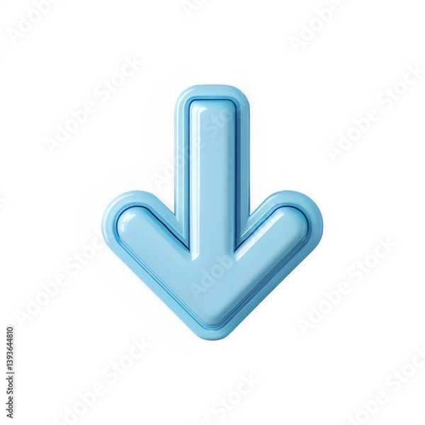Fototapeta Blue arrow pointing down on transparent background