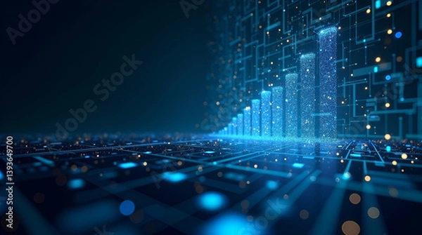 Fototapeta Modern digital artwork highlighting the transformative impact of big data in reshaping market trends and optimizing economic strategies for corporate success. in  Photo Stock  Concept  and empty space