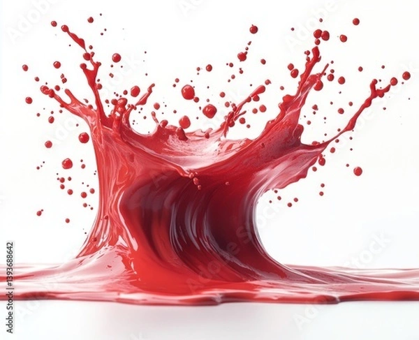 Fototapeta Vibrant Splash of Red Liquid Juice Fresh Tomato Lychee Healthy Drink