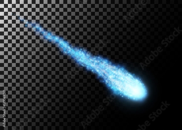 Fototapeta Flying meteor, cosmic object. Vector illustration.