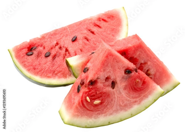 Fototapeta Watermelon slices isolated on transparent background.
