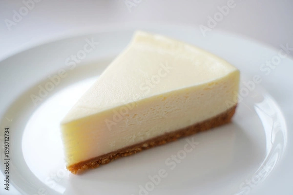 Obraz Plain Cheesecake Dessert on Clean White Background