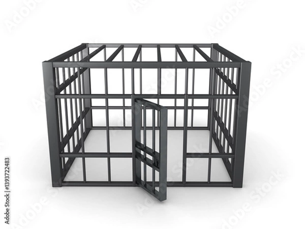 Fototapeta 3D Rendering of open jail cell