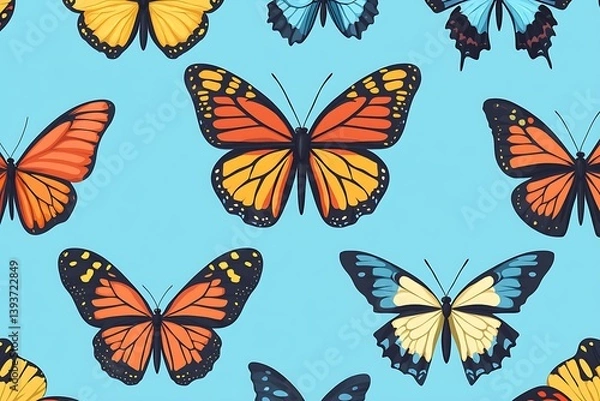 Obraz Butterfly Pattern on Light Blue