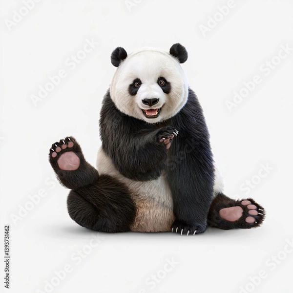 Obraz Playful Panda Animation Standing on Seamless White Surface