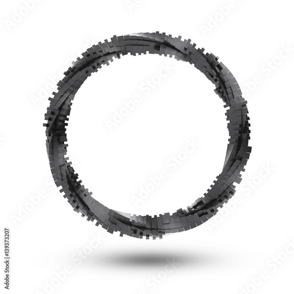 Fototapeta Abstract metal ring power science background. Round tech energy frame. Glossy metallic circle. Shiny silver banner. Artwork concept.