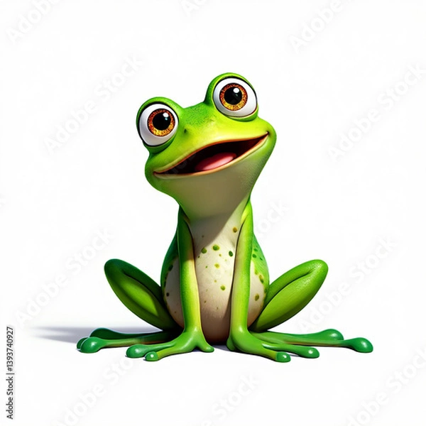 Obraz Funny Cartoon Frog with Exaggerated Features on White
