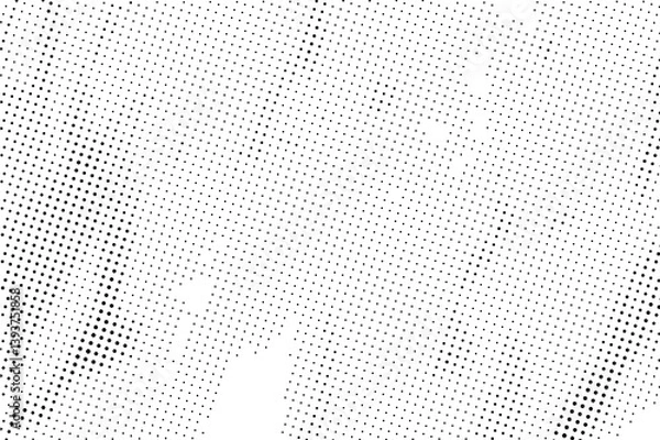 Fototapeta Distressed Halftone Dot Texture on White – Vintage Grunge Overlay, Pop Art Comic Pattern for Backgrounds or Print Projects