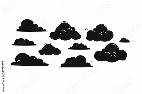 Fototapeta Abstract Black Clouds Illustration - Dramatic Weather Design in Vector Art