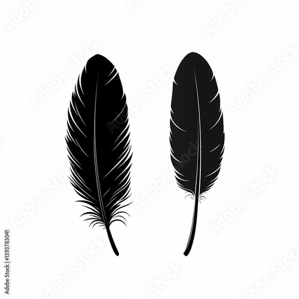 Fototapeta Elegant Black Feather Illustration: Minimalist Vector Art with Unique Texture for Crafting and Decorative Design