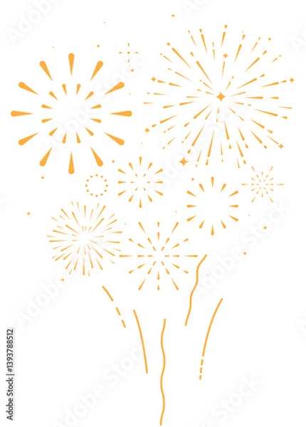 Obraz Bursting fireworks with stars and sparks, festival golden fireworks. holiday banner, poster, flyer, greeting card and decorative elements