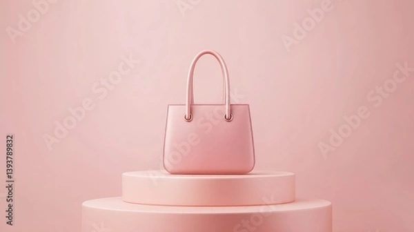 Fototapeta A minimalist handbag placed elegantly on a clean surface with space around it for logos or promotional material.