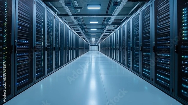 Fototapeta New Large Data Center Construction at Agriport Business Park in Middenmeer, Netherlands, Featuring AI and Internet Infrastructure in Minimalist Style
