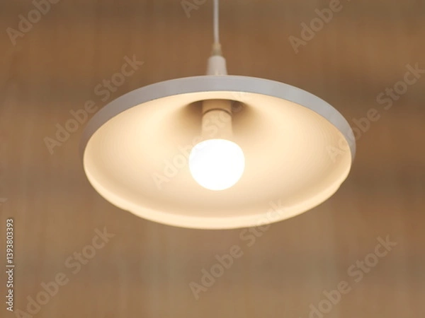 Fototapeta Luxury Hanging white lamp with bulb. Famous creative Light interior design in living room.