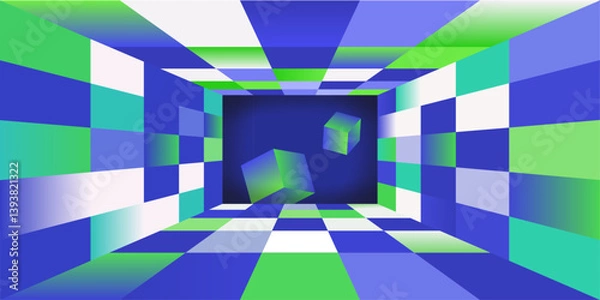 Obraz Geometric Tunnel Perspective Checker Art