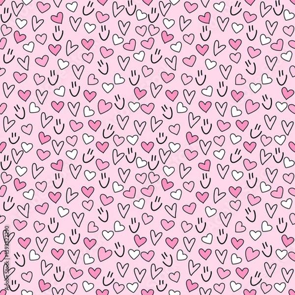 Fototapeta seamless pattern with pink hearts