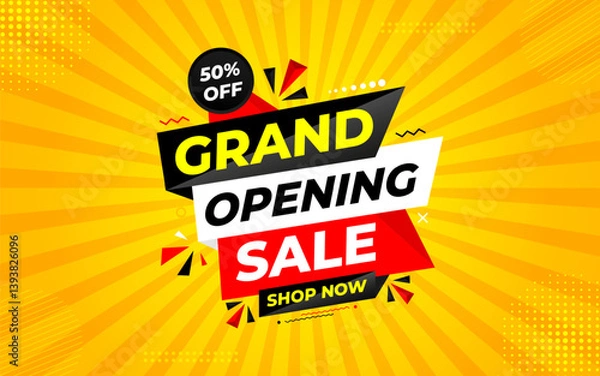 Fototapeta Grand opening sale banner. Grand opening sale banner template for social media, website, business, marketing, and advertising. Grand opening abstract vector design Illustration.