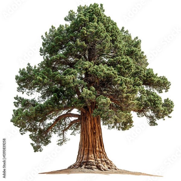 Fototapeta Tall Majestic Sequoia Tree with Rough Bark Isolated on Transparent Background
