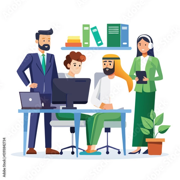 Obraz professional-business-people--programmer working vector image on a white background 