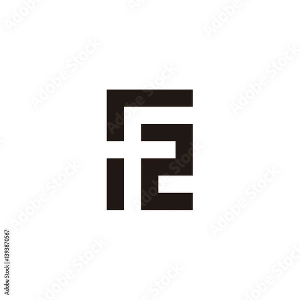 Fototapeta Letter f number 2 square geoemtric symbol simple logo vector