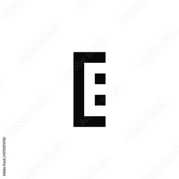 Fototapeta Letter C and E squares geometric symbol simple logo vector