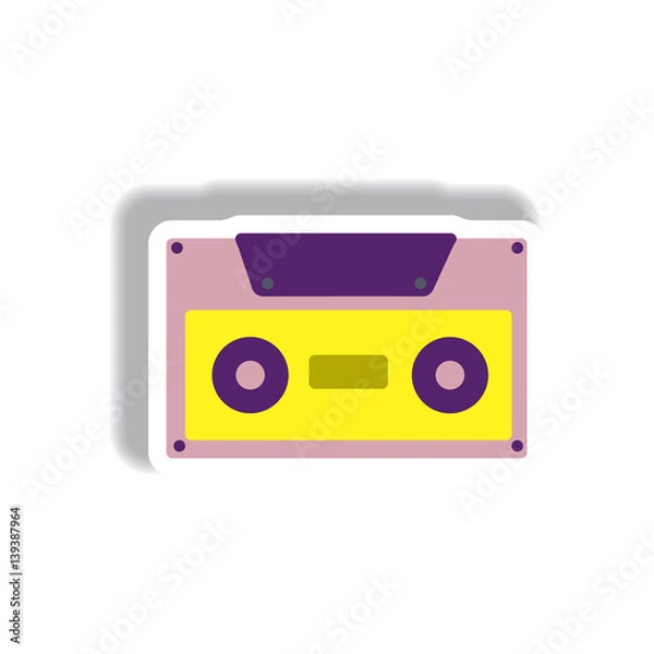 Obraz Vector illustration in paper sticker style retro music cassette