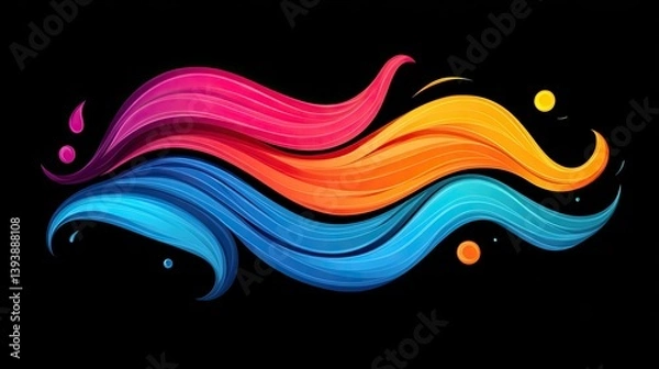 Fototapeta Vibrant abstract waves of color.  Dynamic, flowing lines in various hues