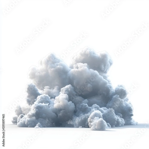 Fototapeta A large cloud of gray smoke is billowing into the sky