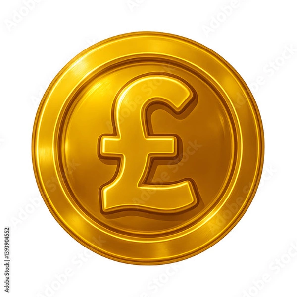 Fototapeta British Pound Sterling Gold currency coin isolated on transparent background.generative AI