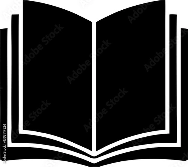 Obraz Open Book Icon Silhouette, Perfect for Educational Resources