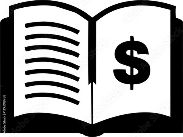 Obraz Open Book with Dollar Sign Icon Representing Financial Knowledge