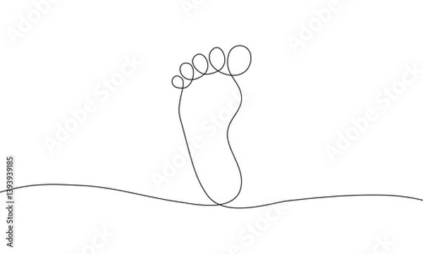 Fototapeta Continuous line drawing of Footprint isolate on white background.