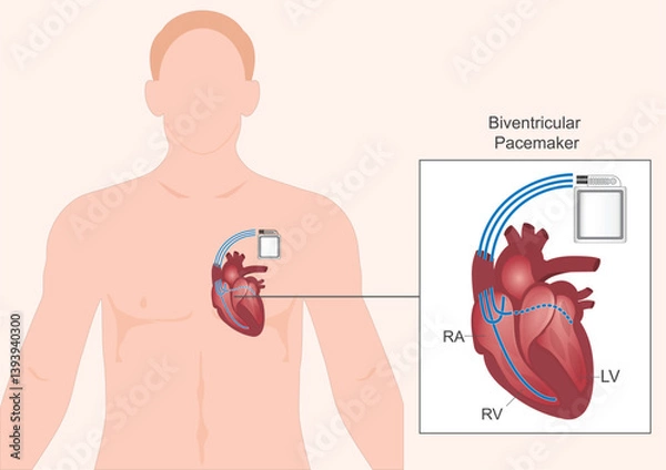 Obraz Biventricular pacemakers.Type of pacemaker.