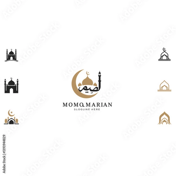 Obraz Minimalist Crescent Moon Logo Design Set
