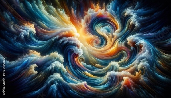 Fototapeta Abstract Ocean Waves A swirling and dynamic representation of oc