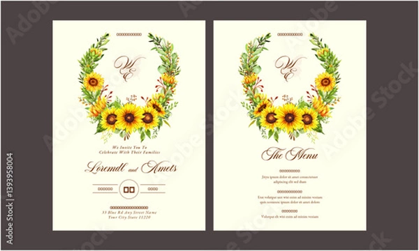 Obraz Sunflowers Wedding Invitation Template