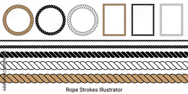 Obraz Seamless rope brush Strokes set for illustrator