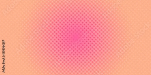 Fototapeta Pink orange polka dots gradient halftone background. Pop art cartoon dot texture with comic graphic design, Horizontal line abstract pattern wall for cover digital technology