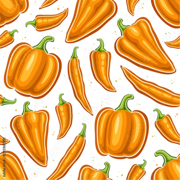 Obraz Vector Orange Pepper Seamless Pattern